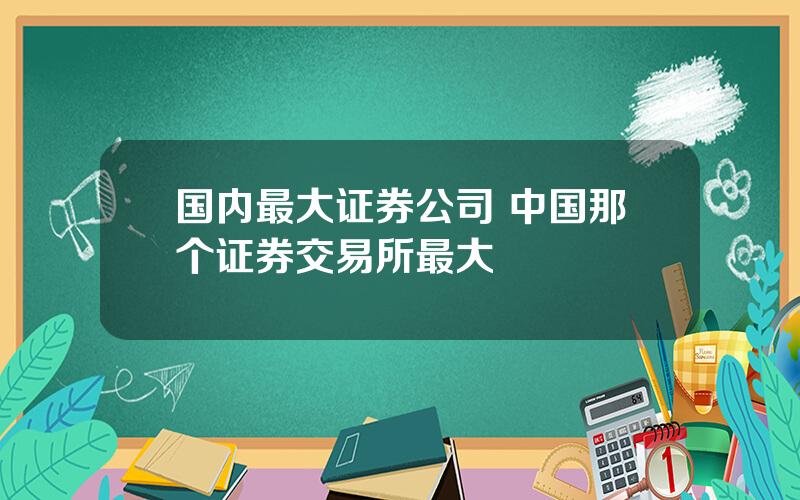 国内最大证券公司 中国那个证券交易所最大